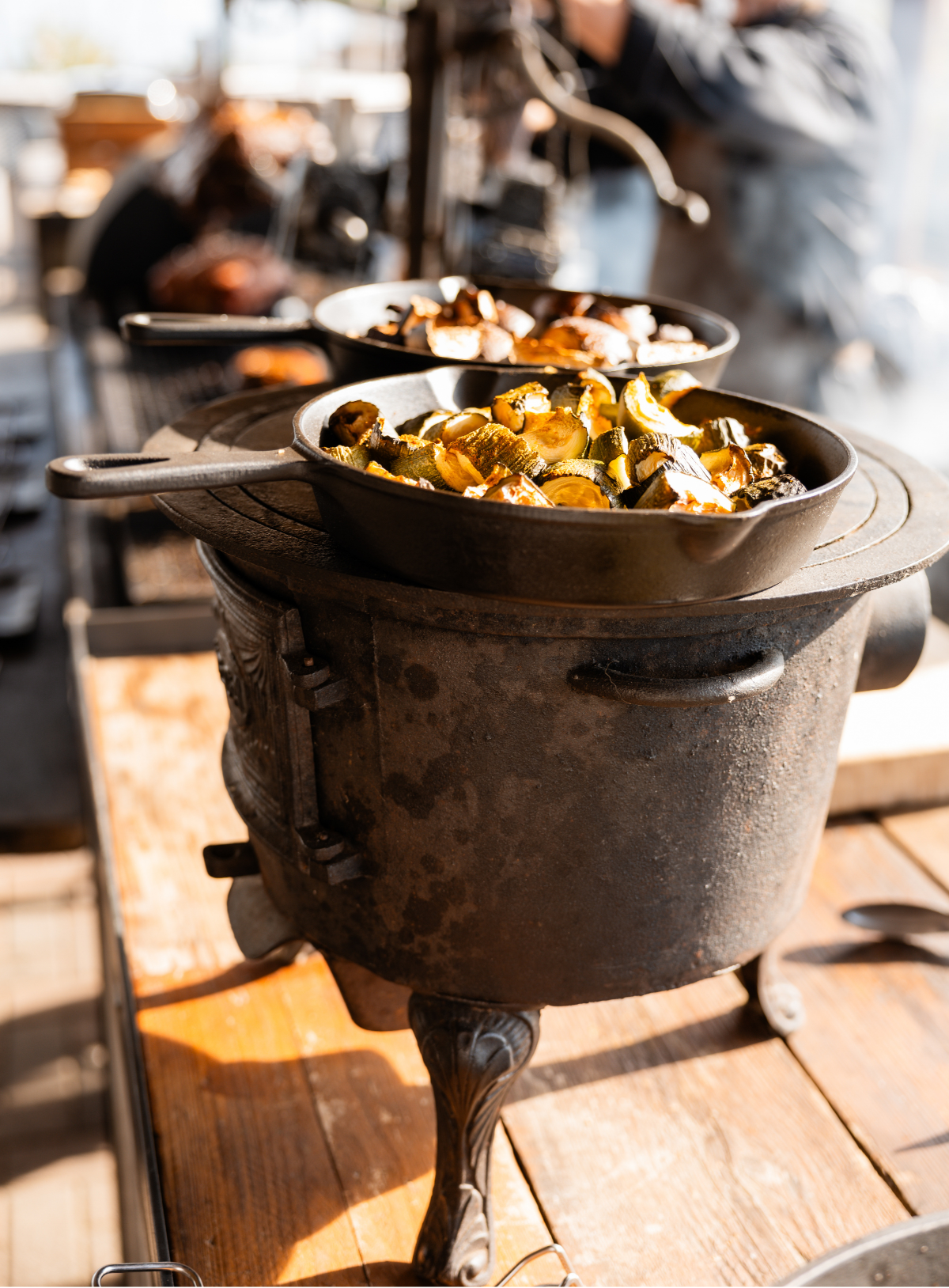 antieke braadpan watergoed live cooking